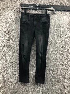 SO Jeans Skinny Size 7 Girls Dark Wash Black Adjustable Waist - Picture 1 of 13