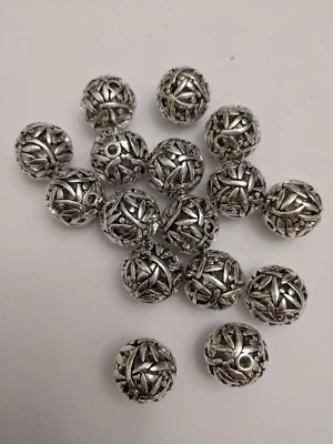 Cuentas estilo tibetano sin plomo y níquel, redondas, plata antigua, 14,5 mm cantidad 4 Foto 1 de 4