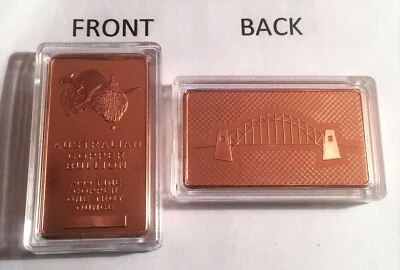 1 OZ Australian Sydney Harbor Bridge Ingot 999.0 Pure Copper Bullion in Cap ACB - image 1 of 4