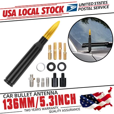 5.3" 50Cal Car Aluminum Bullet Antenna FOR Chevrolet Silverado 2500 HD 2001-2024 - Imagem 1 de 4