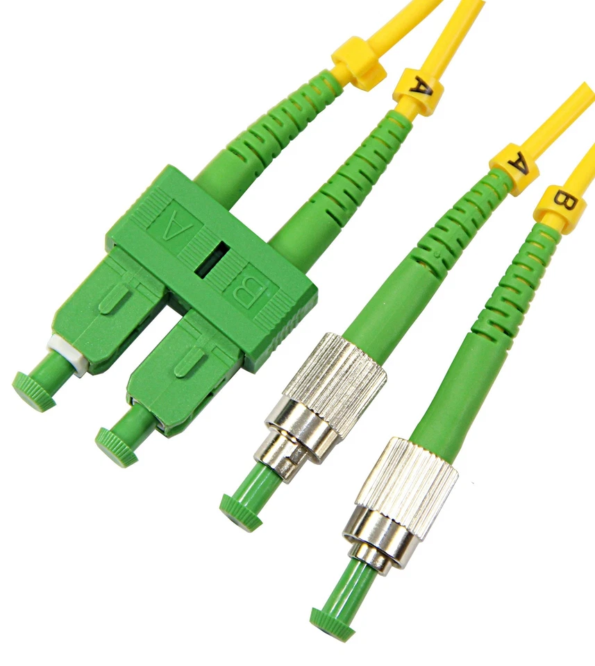 2m FC-SC Duplex 8.3/125um single mode patch cord, APC polish - Image 1 of 1