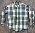 Cinch Shirt Mens Large Green Plaid Button Up Western Rodeo Outdoor Cowboy Starch