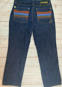 PARISH JEANS Health Wealth Weisheit Herren GR 38x33 bestickte Taschen Azteken - Bild 1 von 10