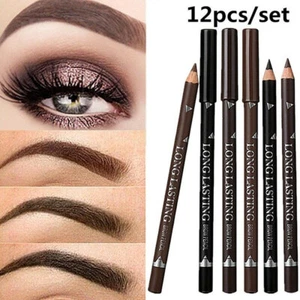 12Pcs/Set Waterproof Eye Brow Pencil Brown Black Eyebrow Pen Long Lasting Makeup - Picture 1 of 12