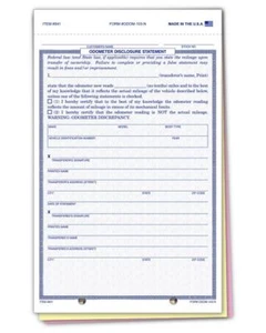 ODOMETER DISCLOSURE STATEMENT / 3 PART - QTY. 100 / Item #: ODOM-103 - Picture 1 of 1