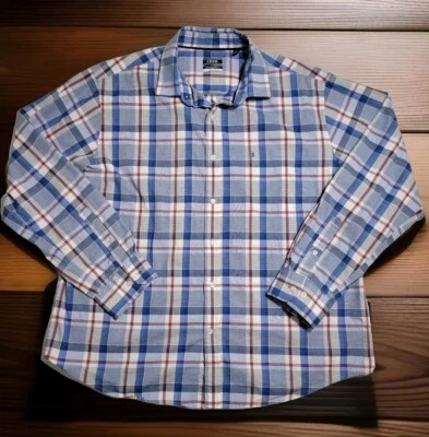 Camisa de hombre Izod manga larga abotonada azul a cuadros talla XL 17-17,5 36/37 Foto 1 de 4