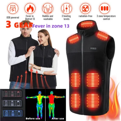 Heated Vest 13 Heating Zones With 10000mAh Battery Pack Electric Heating Vest US - Image 1 of 4