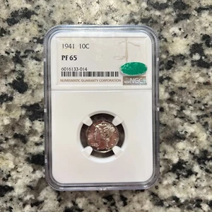 1941 MERCURY DIME (10C) - NGC PF65 - CAC Approved - Picture 1 of 2