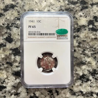 1941 MERCURY DIME (10C) - NGC PF65 - CAC Approved - Image 1 of 2