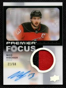 Parche de coche 2023-24 Upper Deck Premier Focus Nico Hischier /50 - Imagen 1 de 2
