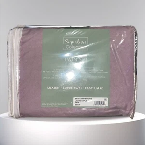 NEW SIGNATURE COLLECTION BRUSHED MICROFIBER TWIN SET PURPLE - Picture 1 of 2