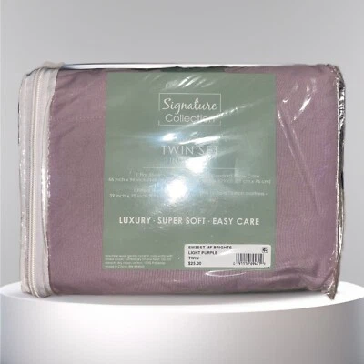 NEW SIGNATURE COLLECTION BRUSHED MICROFIBER TWIN SET PURPLE - Image 1 of 2