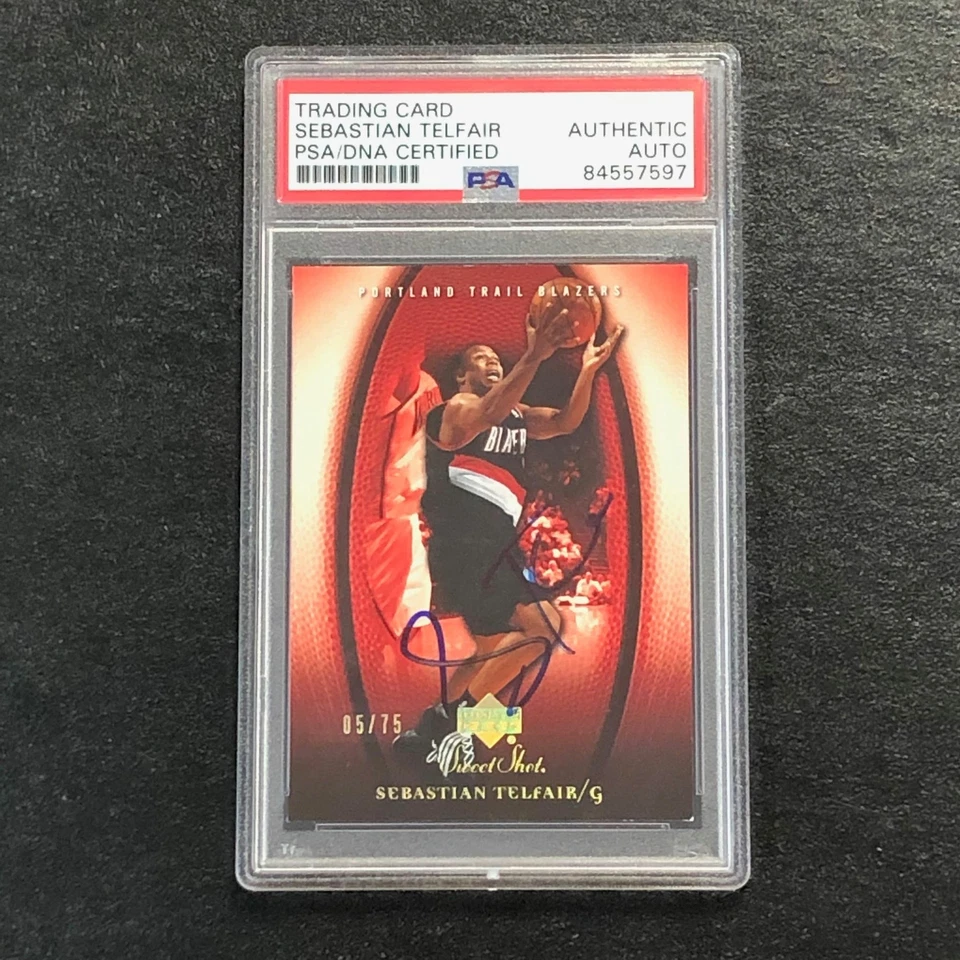 2005-06 Upper Deck Sweet Shot #82 Sebastian Telfair Signed Card AUTO PSA/DNA Sla - Image 1 of 2