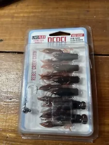 Rebel Creek Craw Live Flex Bold Scent 1/10 oz Jig Head 6Pk Texas Red Craw Color - Picture 1 of 11