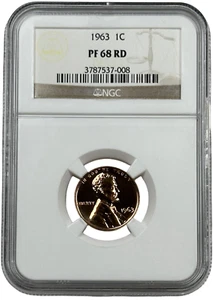 1963 Proof United States Lincoln 1 Cent NGC PF 68 RD - Picture 1 of 2