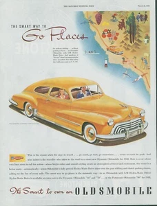 1948 Oldsmobile 60 70 Futuramic 90 US 101 California Coast Map Vtg Print Ad SP14 - Picture 1 of 1