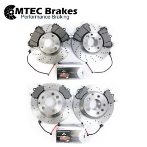 FOR AUDI Q7 VW TOUAREG PORSCHE CAYENNE FRONT REAR DRILLED BRAKE DISCS PADS WIRES - Picture 1 of 8