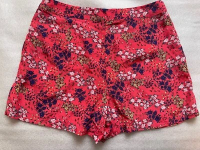 PANTALONES CORTOS CORAL ROSA FLORAL 100% SEDA, LIGEROS, TALLA UE 40, EE. UU. 10, NUEVOS SIN ETIQUETAS Foto 1 de 4