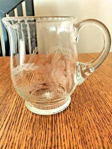 ANTIKER GLAS 3PT KRUG KRUG GRAVIERT TRAUBE DESIGN APPLIZIERTER GRIFF - Bild 1 von 4