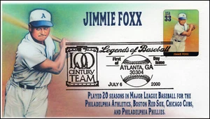 AO 3408N, 2000, Legends of Baseball, FDC, Add On Cachet, Jimmie Foxx, SC 3408n - Picture 1 of 1