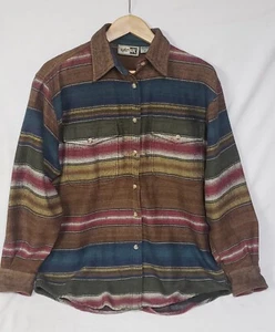 VTG Womens Krazy Kat Striped 100% Cotton Aztec Western Long Sleeve Shirt Size M - Picture 1 of 10