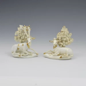 Pair Early 19th Century Derby Porcelain Figures Deer, Doe & Stag c.1820 Antique - Picture 1 of 12
