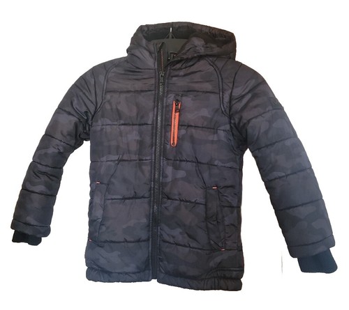 Cappotto tampone con cappuccio nero mimetico Michael Kors per ragazzi taglia 4