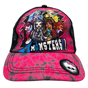 Monster High Hat Cap Snap Back Girls Pink Black Trucker Skull Mattel Kids Youth