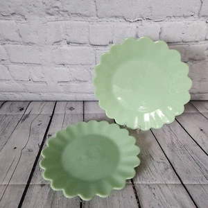 Pioneer Woman Timeless Beauty 8.5" Green Jadeite Scalloped Edge Salad Plates - Picture 1 of 5