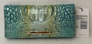 Brahmin Melbourne ADY Slim Bifold Lthr Wallet SEAFOAM OMBRE Aqua Blue Green NWT - Picture 1 of 7