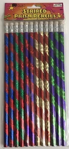 Vintage gestreifte Prismenstifte 12 Bleistifte NOS NEU - Bild 1 von 5