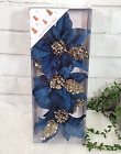 Paillettes bleu sarcelle argent paillettes paillettes ornements à clip d'arbre fleur 6" Noël 3 pièces