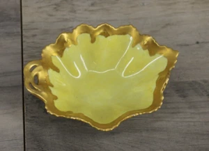 VINTAGE MZ Austria Porcelain 5.5" Candy Dish Bowl Yellow Gold - Picture 1 of 4