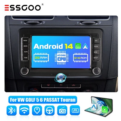7" Carplay Autoradio Android 14 GPS RDS Für VW GOLF 5 6 Touran Polo 6R Caddy 64G - Bild 1 von 4