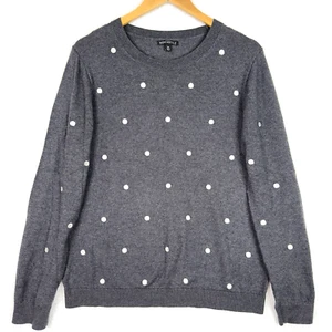 J. Crew Mercantile Sweater XL Dark Gray Polka Dot Wool Blend lightweight Spring - Picture 1 of 9