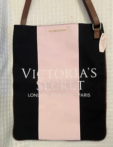 Victoria’s Secret Cross Body Tote, Pink & Black with “Leather” Trim, NWT - Picture 1 of 15