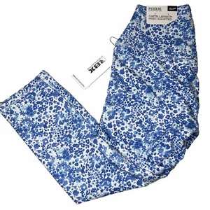 RBX Active Womens Capri Length High Waist Boho Ditsy Azure Leggings Size S READ - Picture 1 of 14