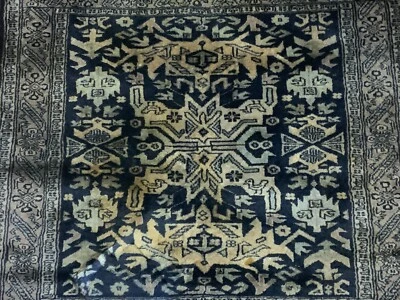 ALTER TEPPICH AUS WOLLE HANDGEKNÜPFT BRÜCKE KARACHI 96x92cm ORIENTTEPPICH - Bild 1 von 4