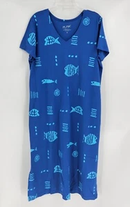 M. MAC Rock Fisch knöchellanges Kleid V-Ausschnitt blau Damen XL Vermont Country Store - Bild 1 von 5