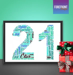 Personalised word art print - perfect 21st birthday/celebration gift A4/A3 - Picture 1 of 3