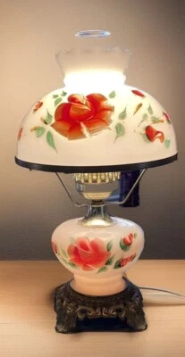 Lámpara de vidrio de leche vintage Lo que el viento se llevó con diseño de rosa lámpara de 3 vías Foto 1 de 4