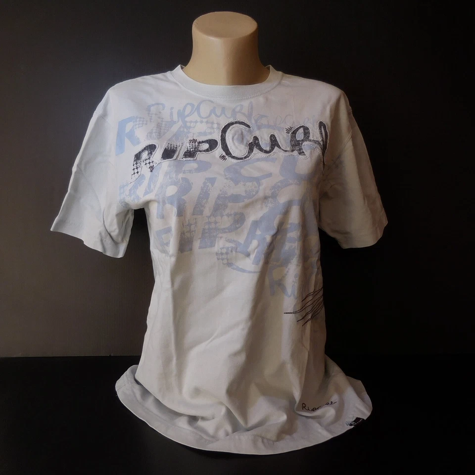 N9375 Camiseta Mangas Cortas Gris Perla Bordado Deporte TALLA S RIP CURL Francia - Imagen 1 de 4