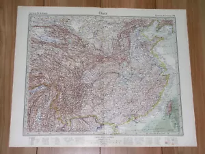 1925 VINTAGE MAP OF CHINA CHINESE EMPIRE / MONGOLIA TAIWAN BEIJING HONG KONG - Picture 1 of 15