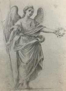 Dessin XVIIIè mine de plomb et pierre noire l'ange victorieux St Michel Archange - Picture 1 of 13