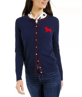 Suéter Cárdigan Charter Club Para Mujer XL Azul Marino Scottie Perro Tejido Botón Foto 1 de 4