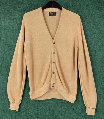 Vintage 70’s Swingster Beige Cardigan Sweater Men’s Size Medium USA Made - Image 1 of 4