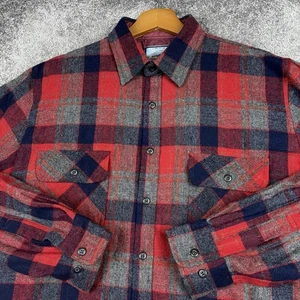 VTG Fieldmaster Flannel Shirt Men's Large Plaid Wool Blend Preppy Outdoors Fall - Picture 1 of 11