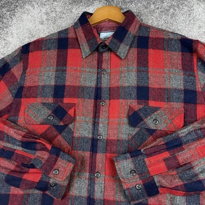 VTG Fieldmaster Flannel Shirt Men's Large Plaid Wool Blend Preppy Outdoors Fall - Image 1 of 4