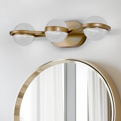 21" 3 Lights Vanity Light Bathroom Mirror  Globe Wall Lamp Gold Sconce Fixture - Image 1 of 4