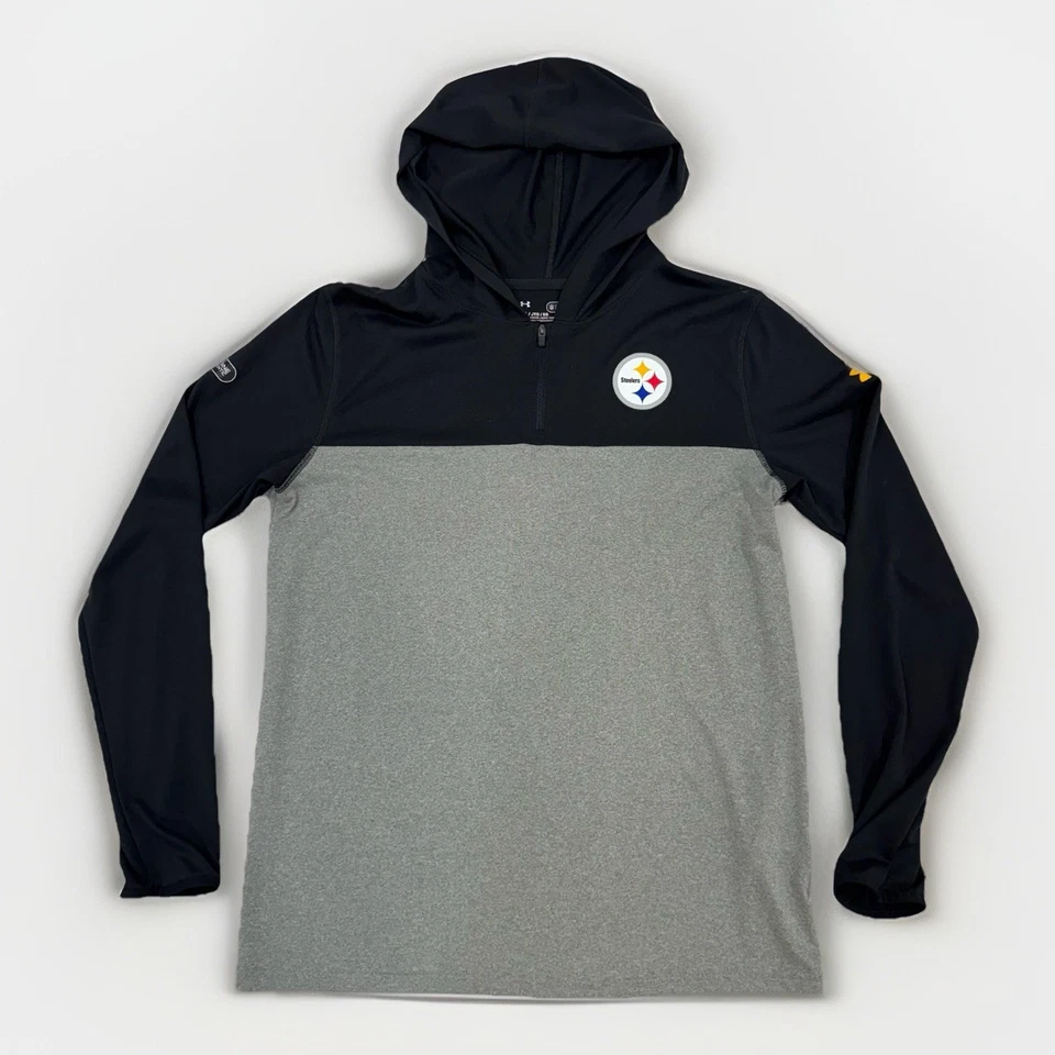 Pittsburgh Steelers Under Armour 1/4 Zip Hooded Pullover Sweatshirt Youth XL - Image 1 of 4